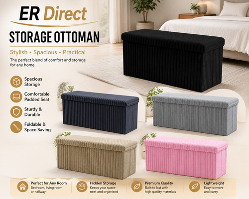 Ottoman storage box ribbed - ottoman,