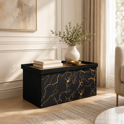 Black ottoman storage - black,