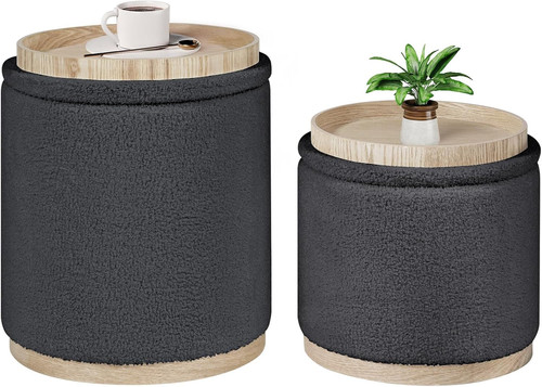 Round storage ottoman set 2 - storage,