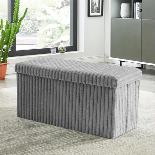 Ribbed ottoman storage box - storage, –