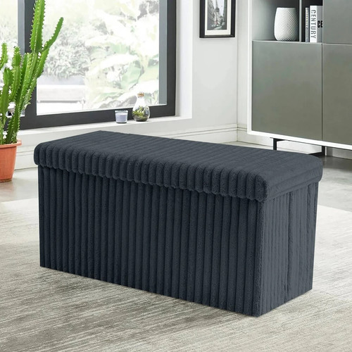 Ribbed foldable ottoman - ,