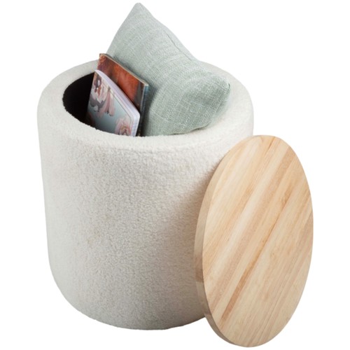 Round storage ottoman cream - storage,