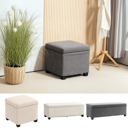 Upholstered corduroy ottoman - upholstered,