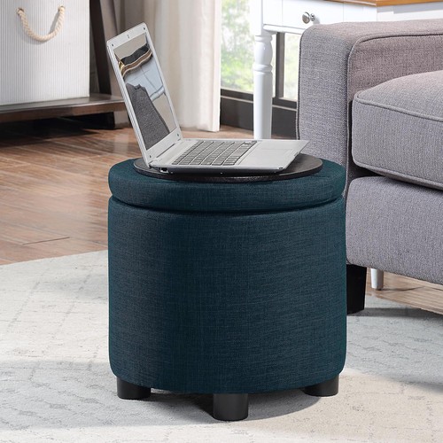 Round storage ottoman teal - storage,