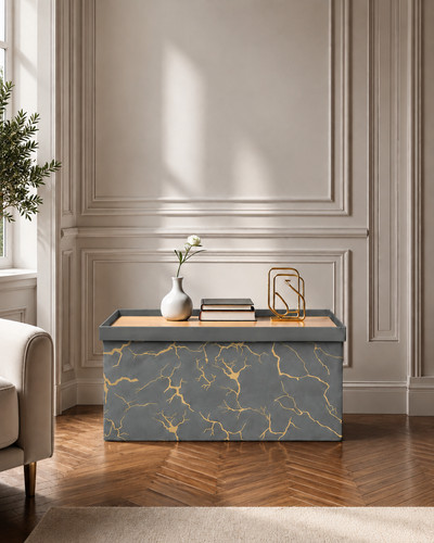 Grey ottoman storage box - ottoman, with