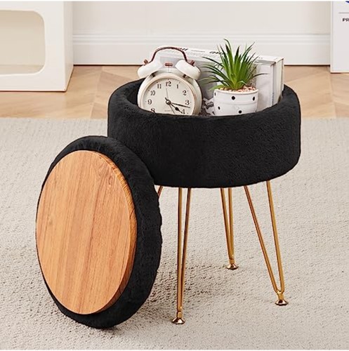 Round faux fur storage - faux,