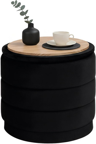 Round velvet storage ottoman - round,