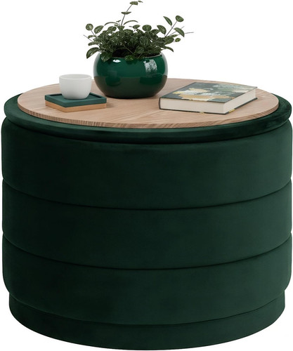 Velvet storage ottoman - storage, with