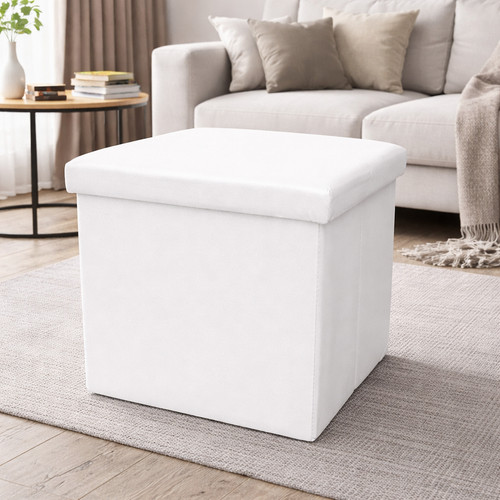 Faux leather ottoman storage - faux,
