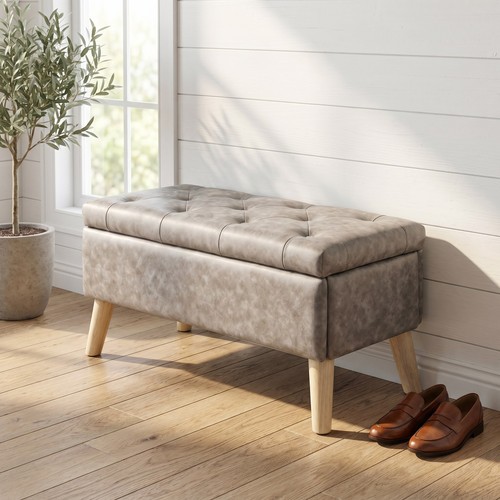 Storage ottoman bench beige - bench,