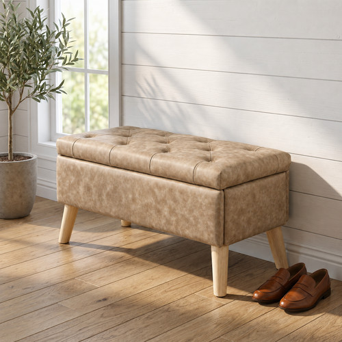 Storage ottoman bench beige - storage,