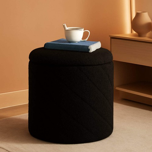 Luxurious black boucle storage - boucle,