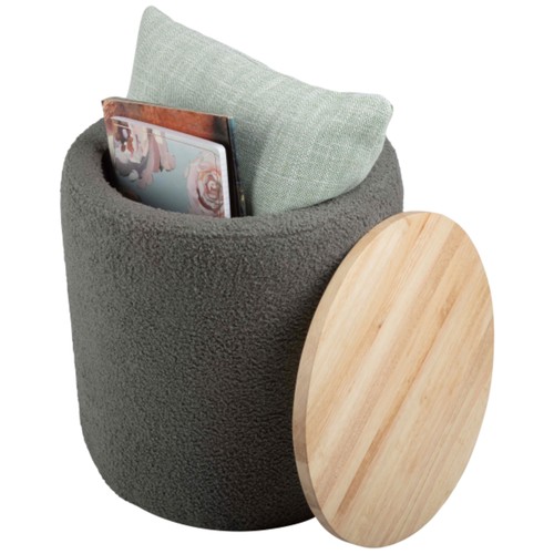 Round storage ottoman dark - round,