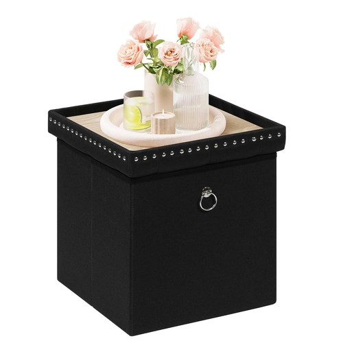 Black folding ottoman storage - folding,
