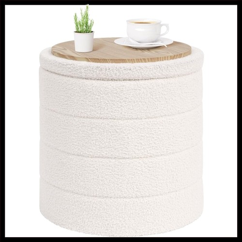 Cream boucle round - boucle,