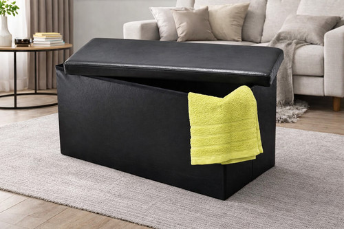 Faux leather ottoman - faux,