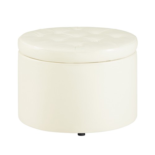 Round storage ottoman ivory - round,