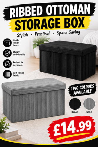 Ribbed ottoman storage box - ribbed,